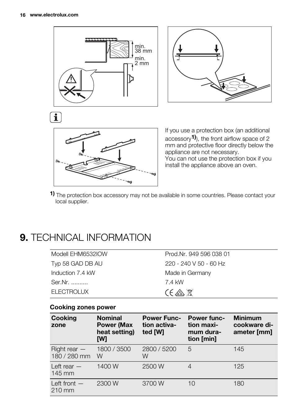 Technical information | Electrolux EHM6532IOW User Manual | Page 16 / 72