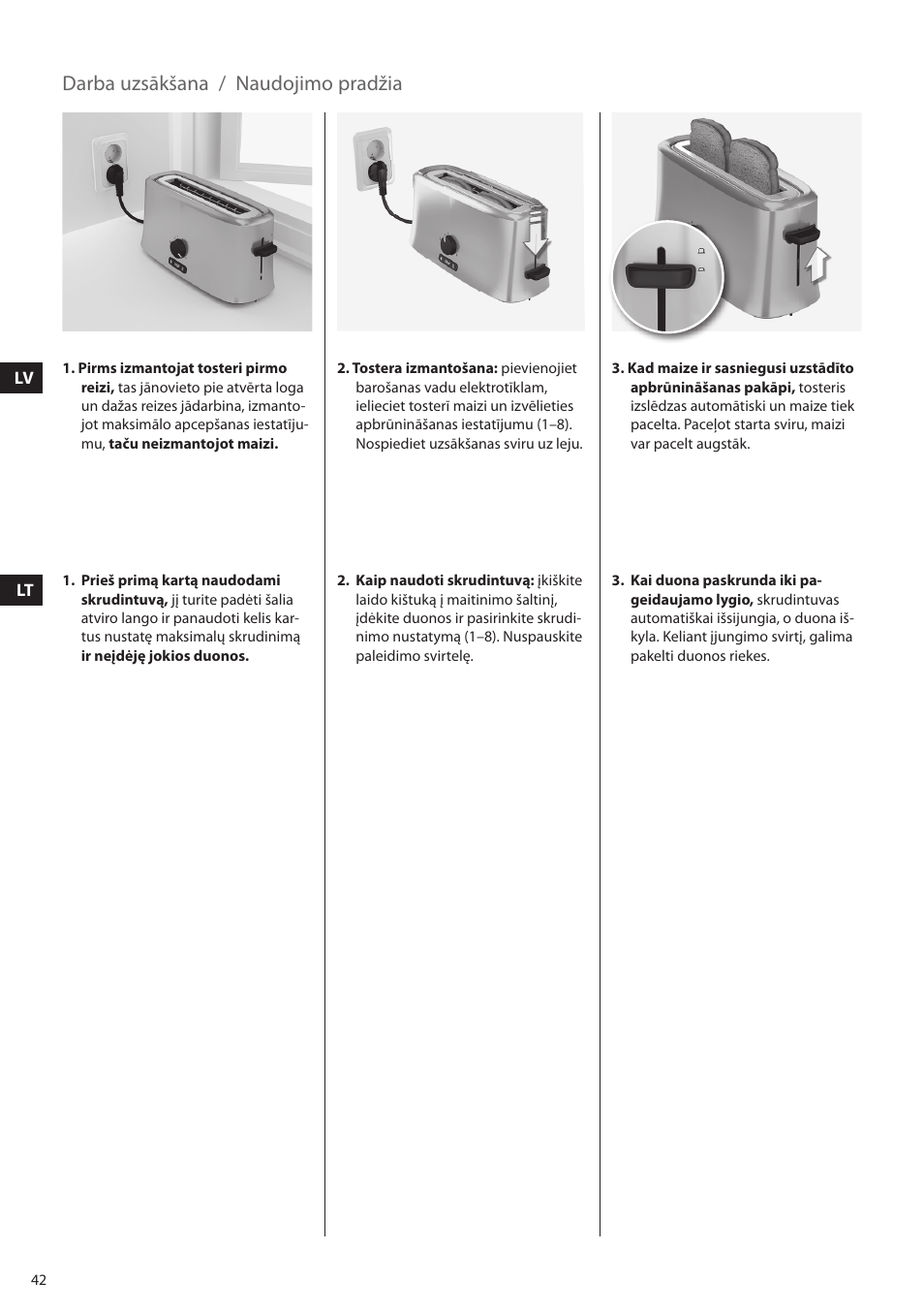 Darba uzsākšana / naudojimo pradžia | Electrolux EAT5010 User Manual | Page 42 / 48