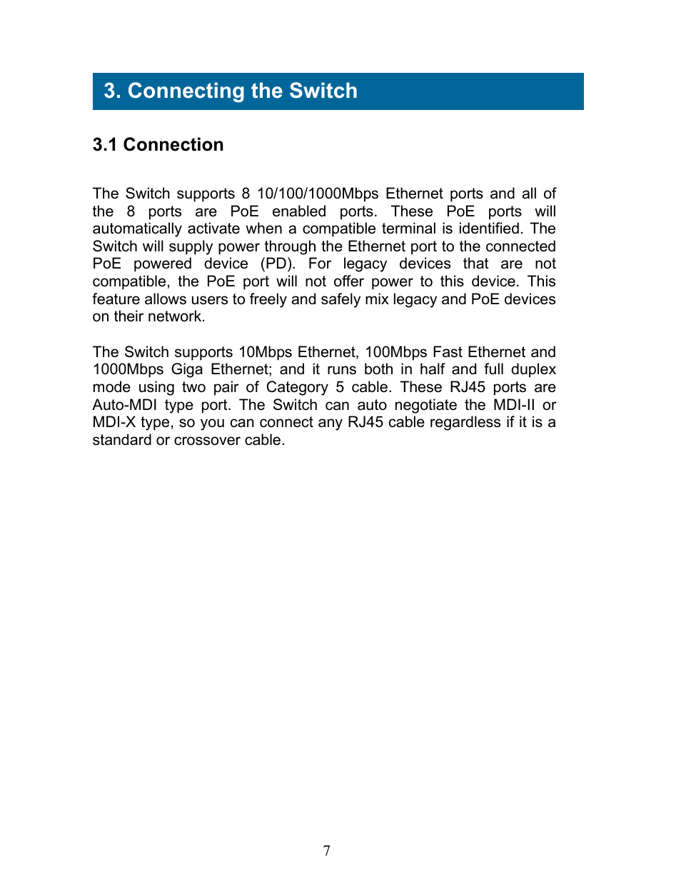 Connecting the switch | Airlink101 AGSW808POE User Manual | Page 8 / 9