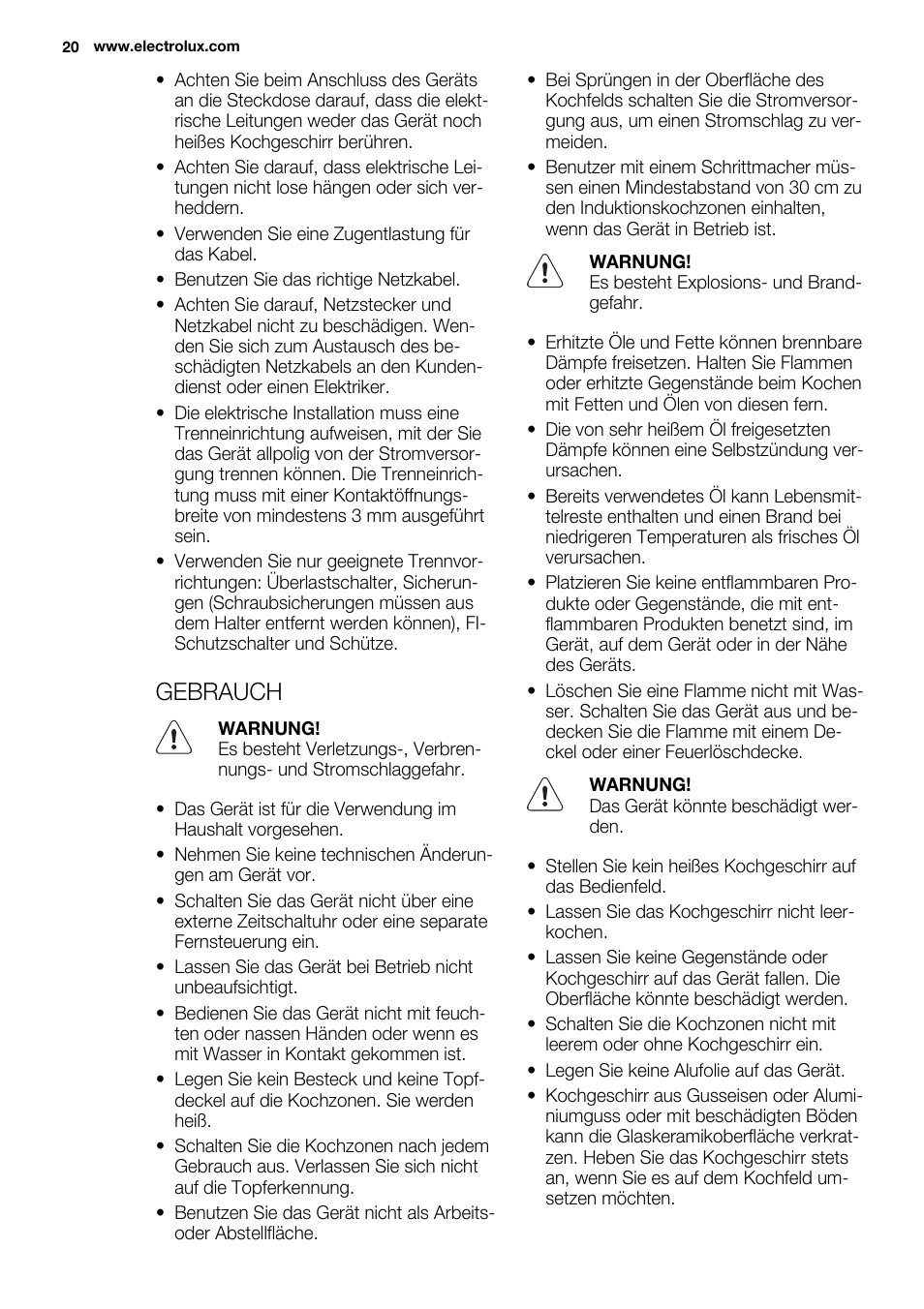 Gebrauch | Electrolux EHM6532IOW User Manual | Page 20 / 76