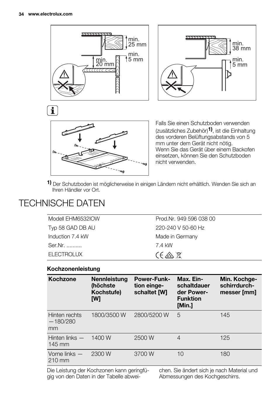 Technische daten | Electrolux EHM6532IOW User Manual | Page 34 / 76