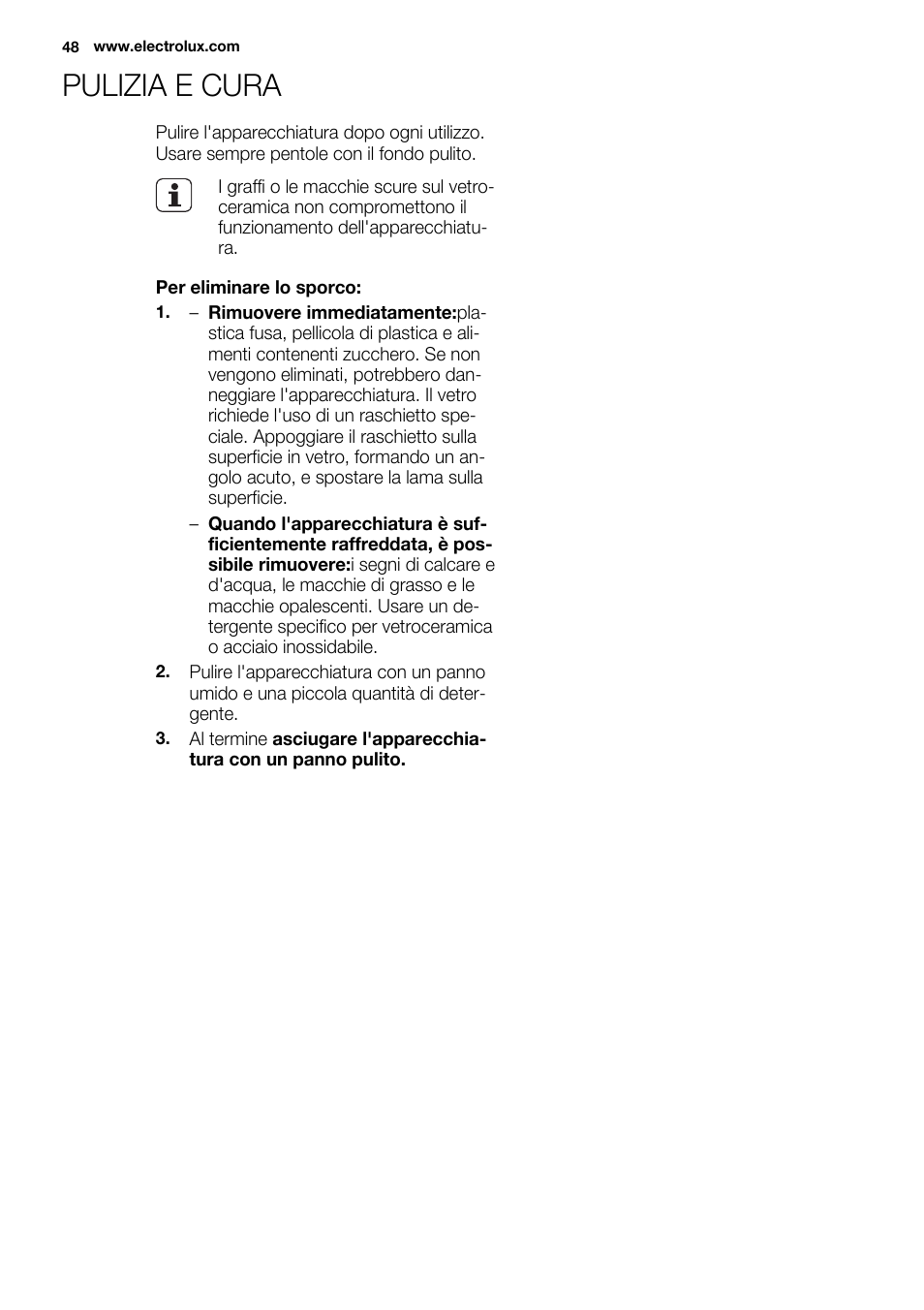 Pulizia e cura | Electrolux EHM6532IOW User Manual | Page 48 / 76