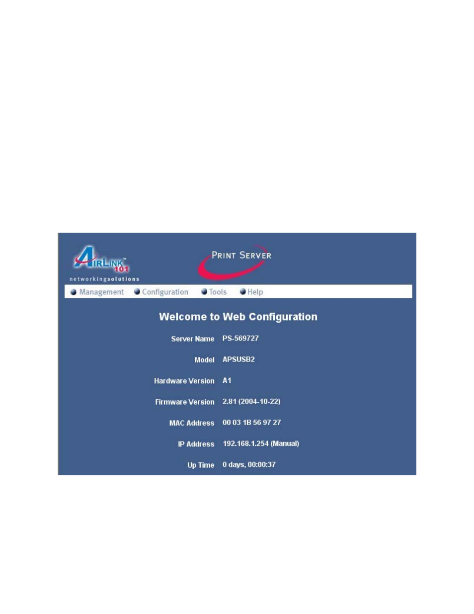 Using the web configuration utility | Airlink101 APSUSB2 User Manual | Page 17 / 35