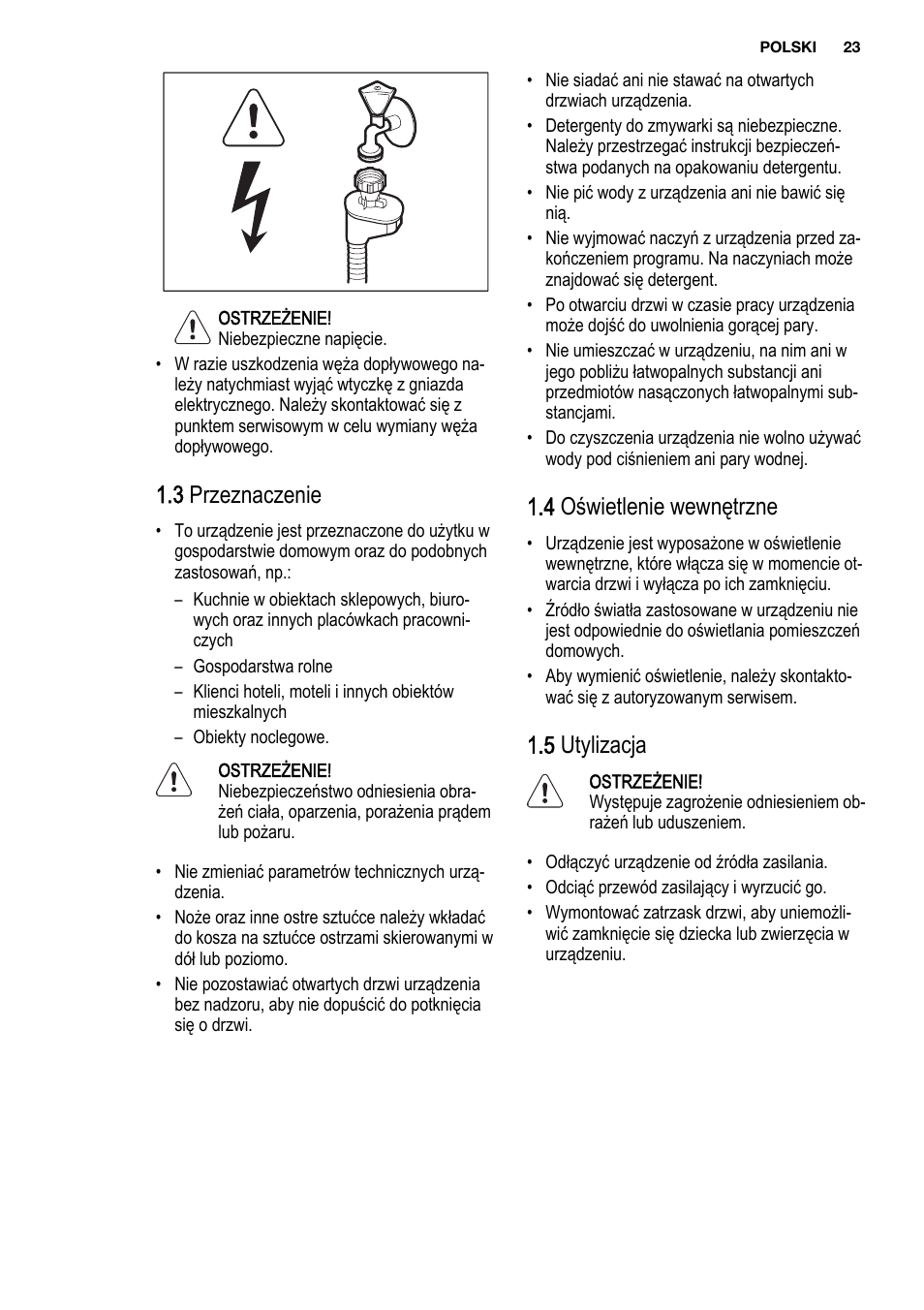 3 przeznaczenie, 4 oświetlenie wewnętrzne, 5 utylizacja | Electrolux ESL6810RA User Manual | Page 23 / 76