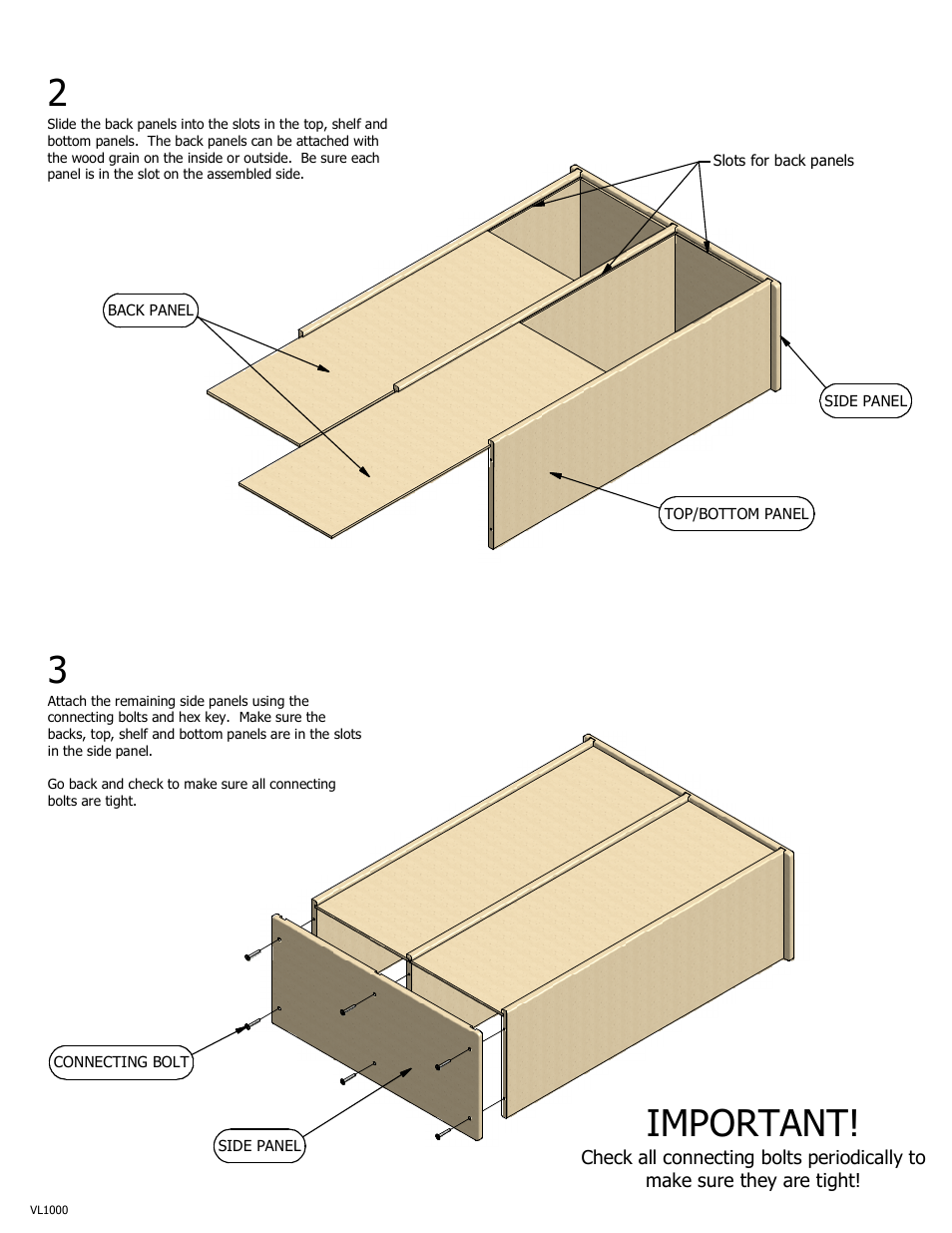 Important | Steffy Wood Products Narrow Two Shelf Storage User Manual | Page 2 / 2