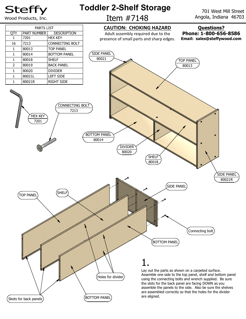 Steffy Wood Products 22" High Two Shelf Storage User Manual | 2 pages