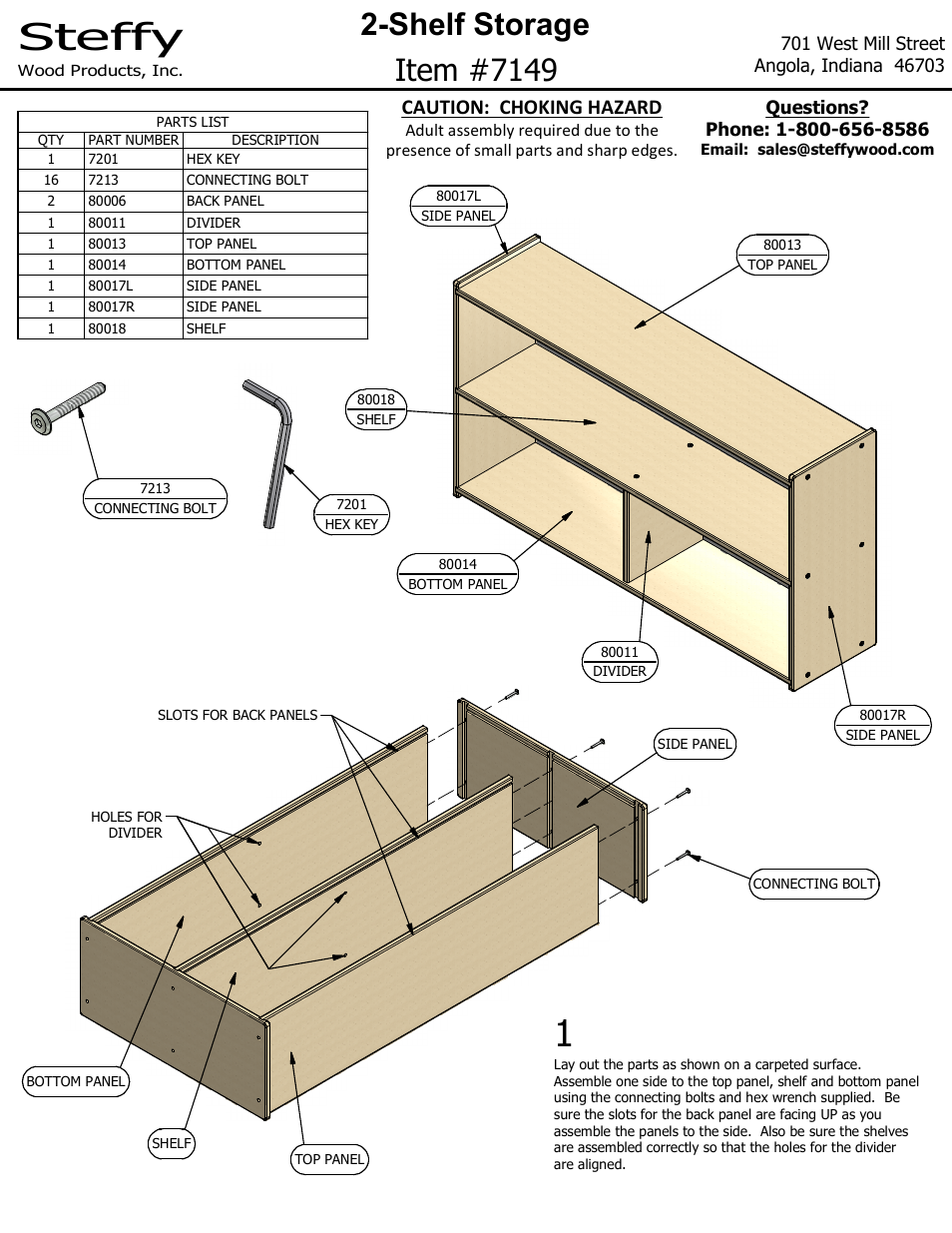 Steffy Wood Products 27" High Two Shelf Storage User Manual | 2 pages