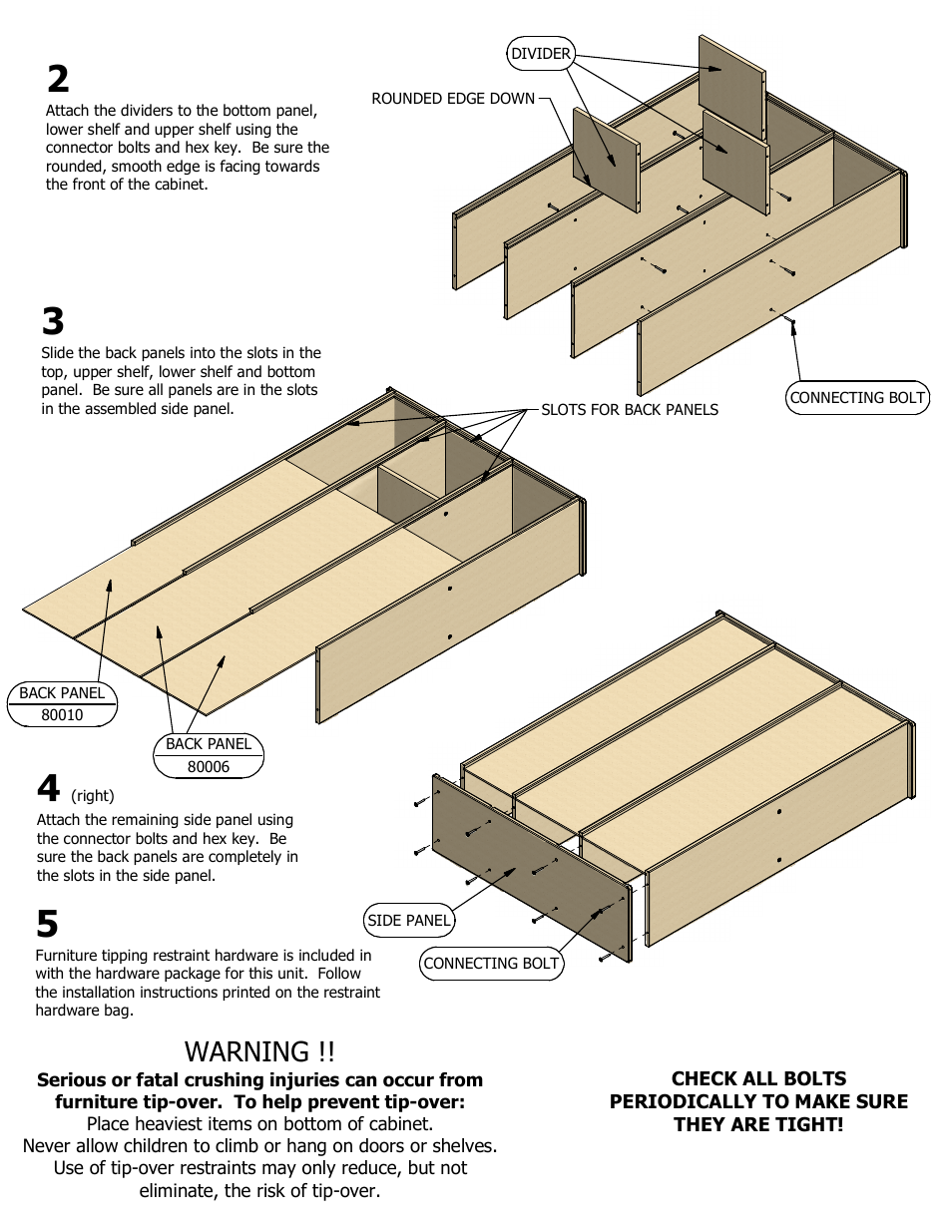 Warning | Steffy Wood Products 35" High Two Shelf Storage User Manual | Page 2 / 2