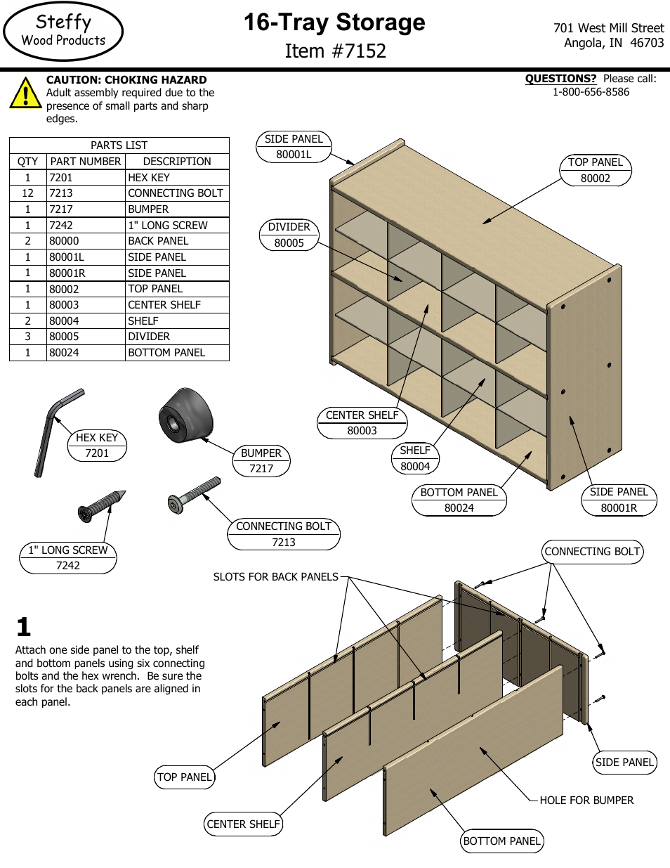 Steffy Wood Products 16 Tray Storage Cabinet User Manual | 2 pages