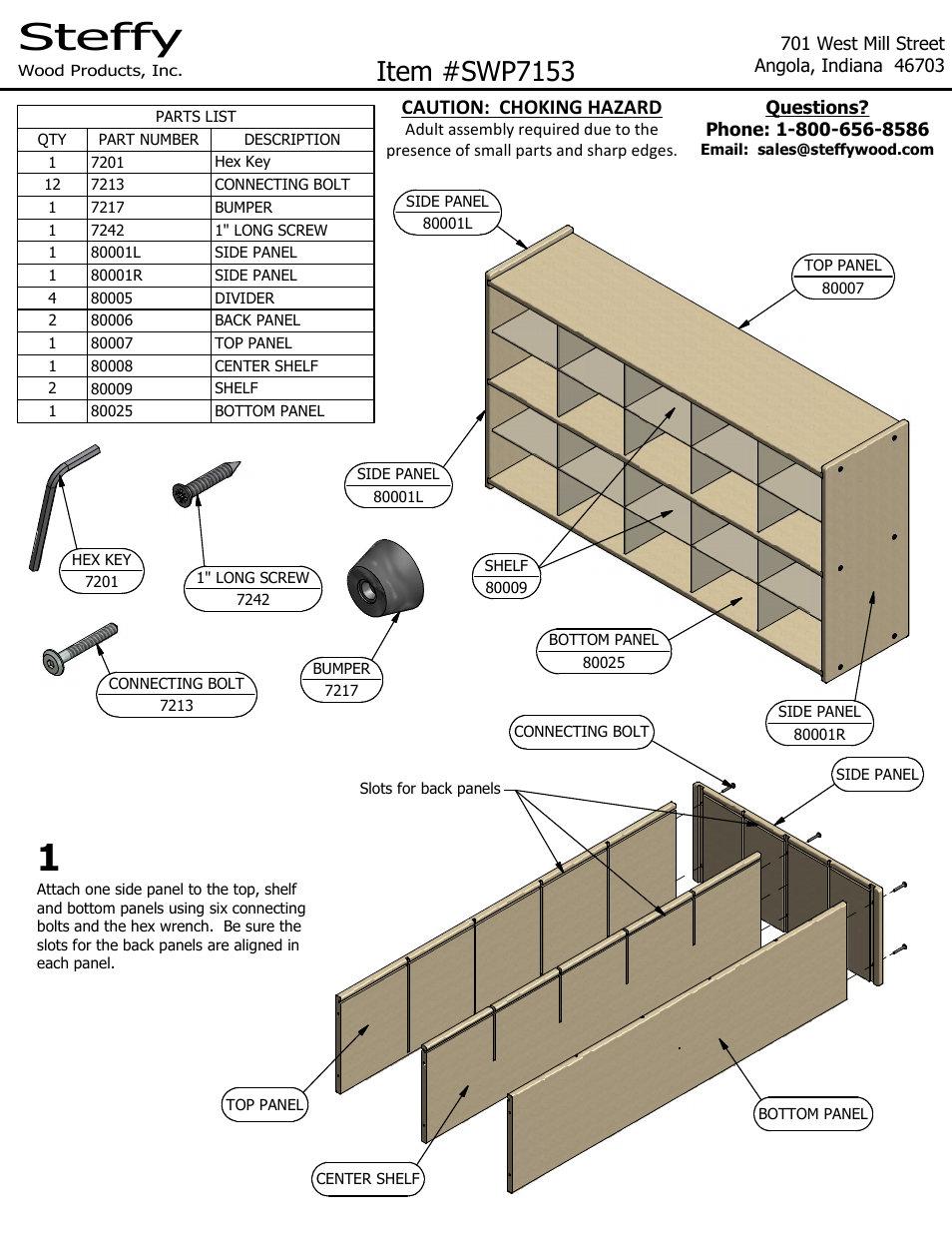 Steffy Wood Products 20-Tray Storage Cabinet User Manual | 2 pages