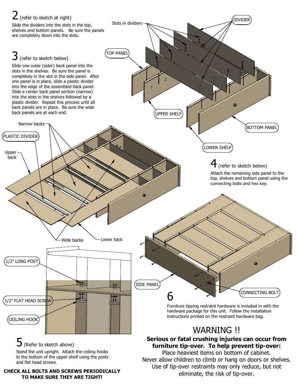 Warning | Steffy Wood Products 5 Section Locker User Manual | Page 2 / 2