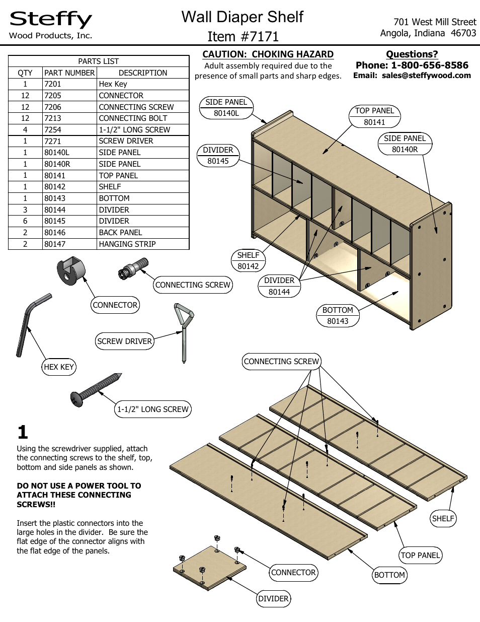 Steffy Wood Products Wall Diaper Shelf User Manual | 3 pages