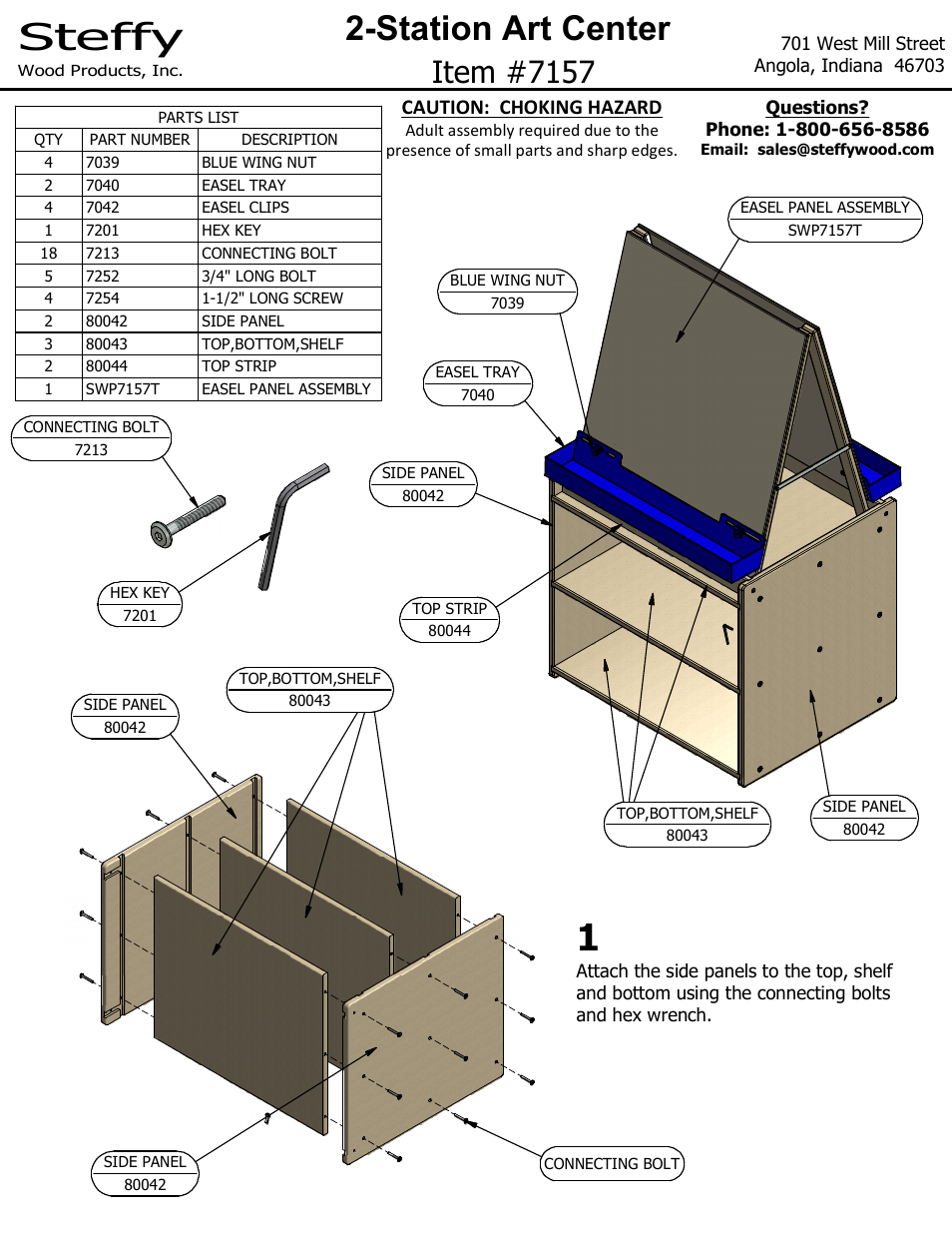 Steffy Wood Products Two Station Art Center User Manual | 2 pages