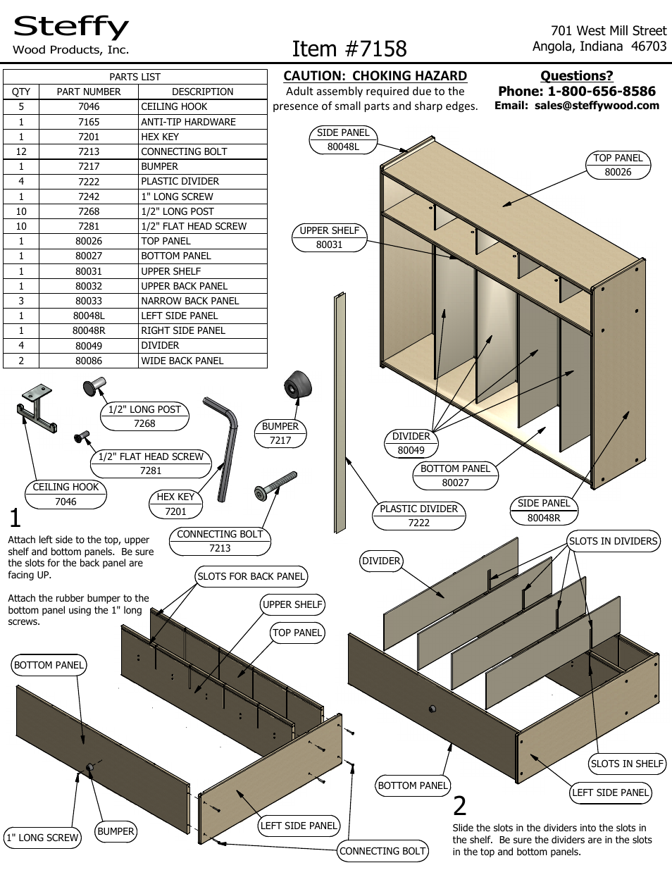 Steffy Wood Products Toddler 5-Section Locker User Manual | 2 pages