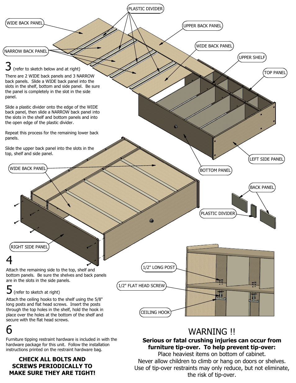 Warning | Steffy Wood Products Toddler 5-Section Locker User Manual | Page 2 / 2