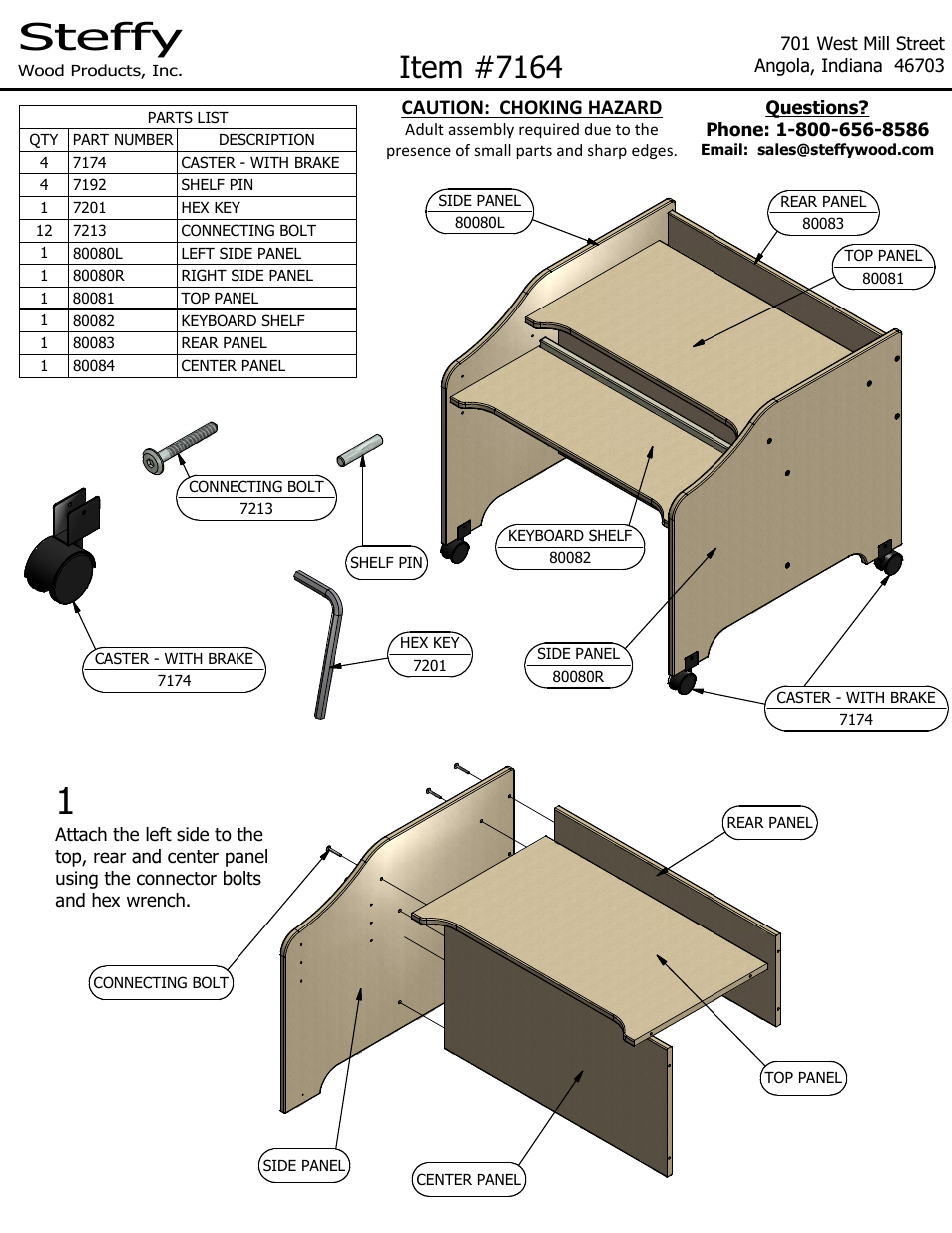 Steffy Wood Products Computer Table User Manual | 2 pages