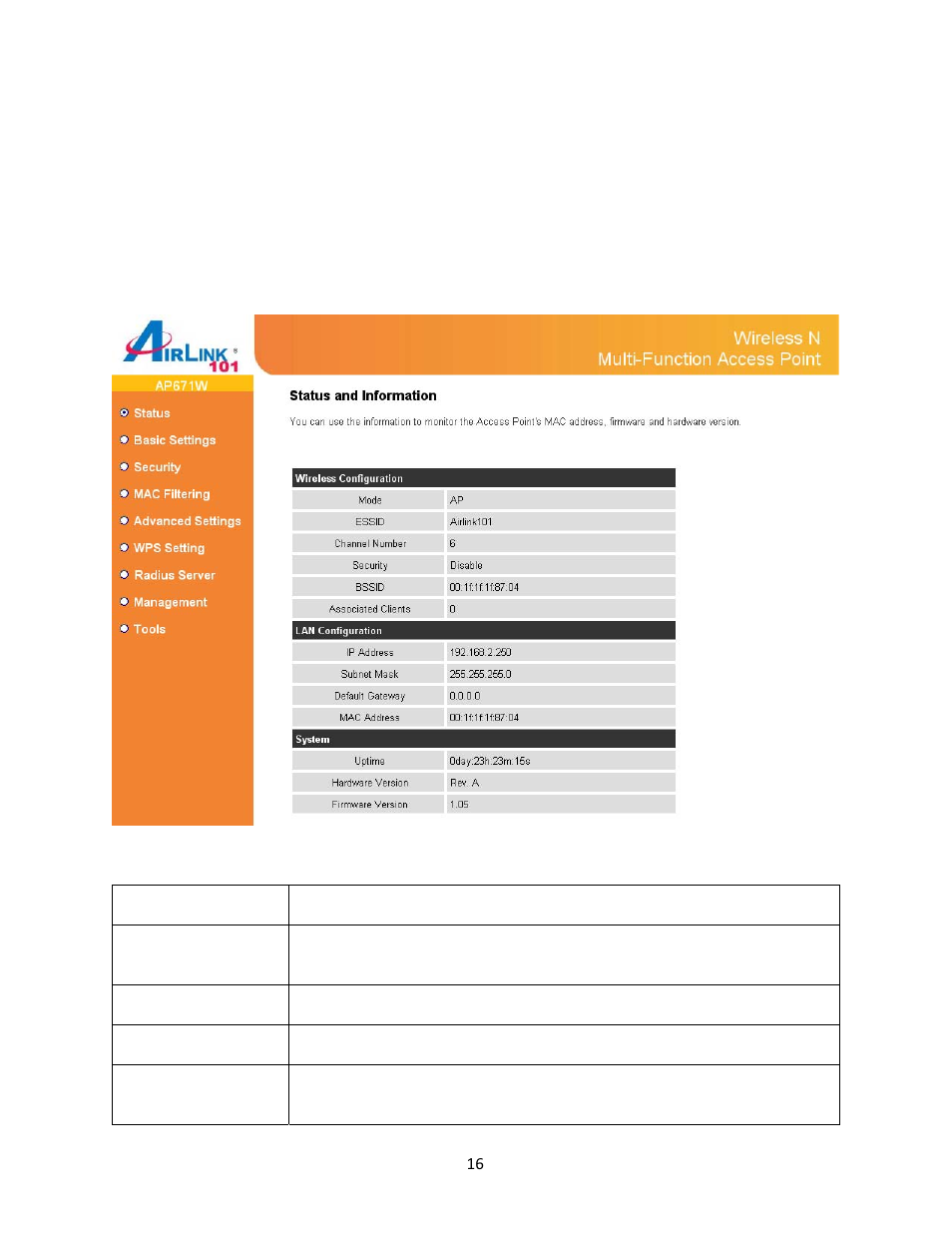 3 view system status and information | Airlink101 Airlik 101 N300 User Manual | Page 17 / 56