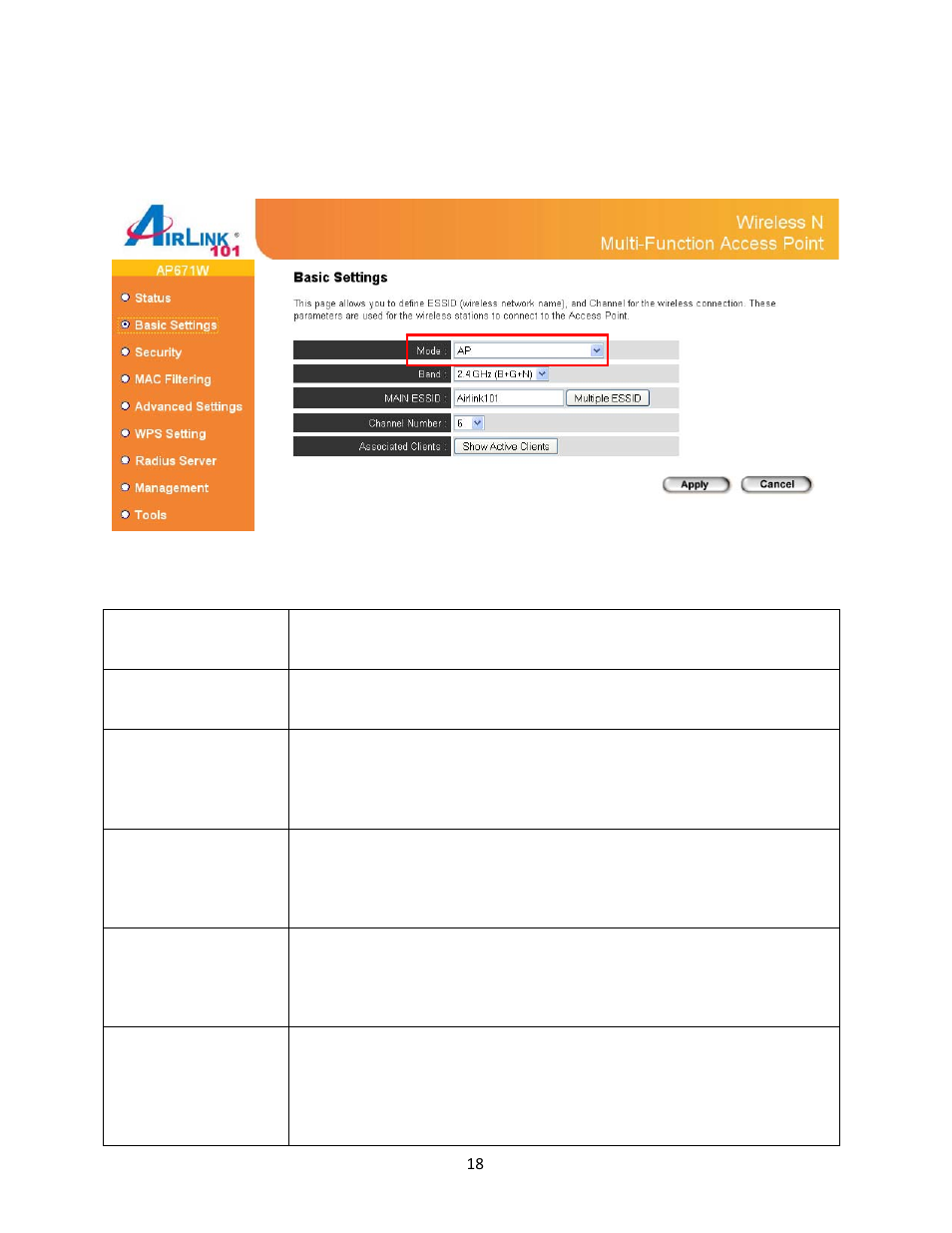 4 select an operating mode for access point | Airlink101 Airlik 101 N300 User Manual | Page 19 / 56