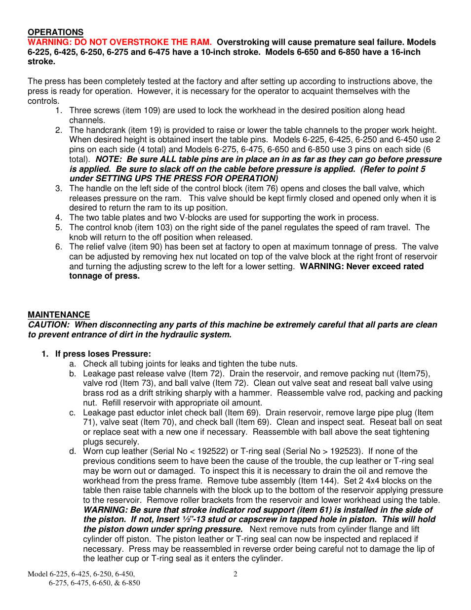 Dake Air Draulic - 906 series User Manual | Page 2 / 10