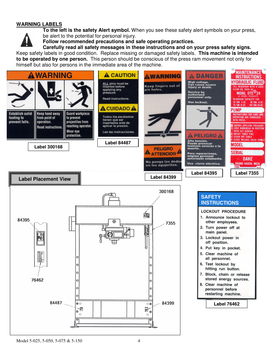 Dake Elecdraulic - 905 series User Manual | Page 4 / 15