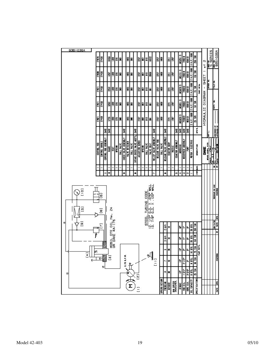 Dake Movable Table - Elecdraulic I /42 series 400's User Manual | Page 19 / 19