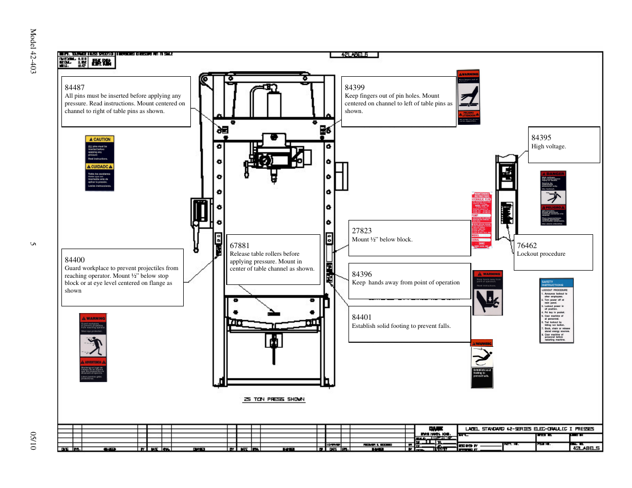 Dake Movable Table - Elecdraulic I /42 series 400's User Manual | Page 5 / 19