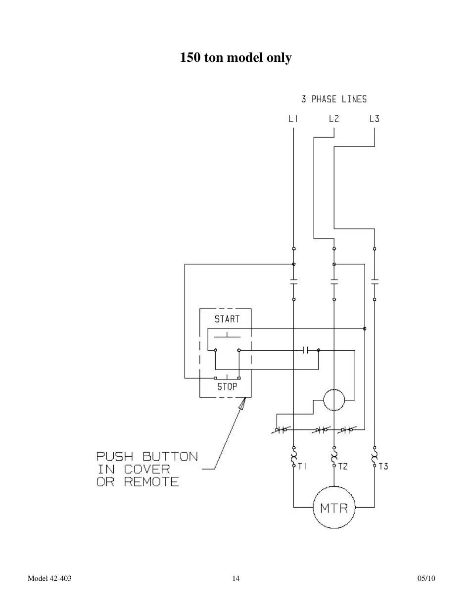 150 ton model only | Dake Movable Table - Elecdraulic II /42 series 500's User Manual | Page 14 / 15