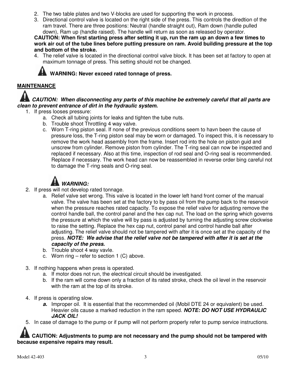Dake Movable Table - Elecdraulic II /42 series 500's User Manual | Page 3 / 15