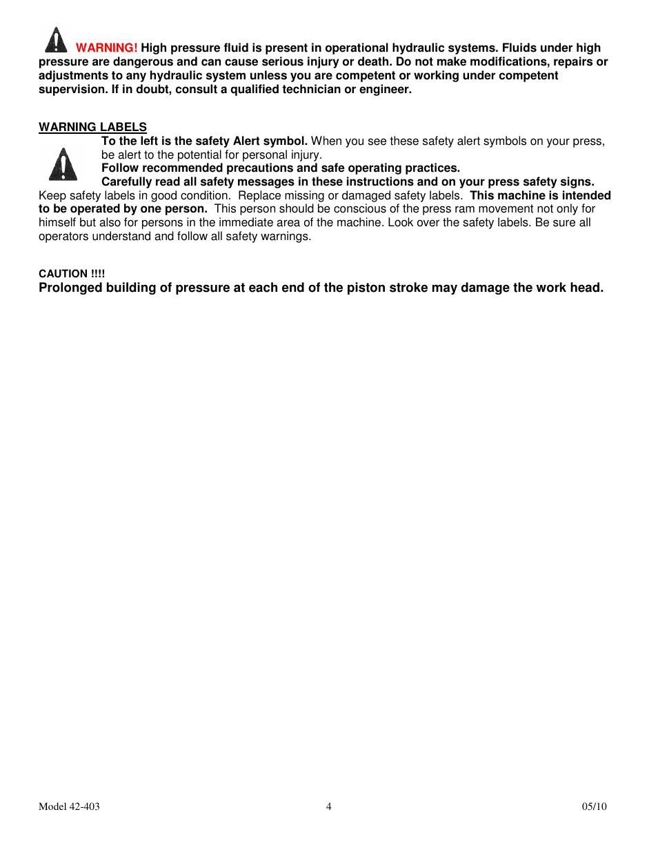 Dake Movable Table - Elecdraulic II /42 series 500's User Manual | Page 4 / 15