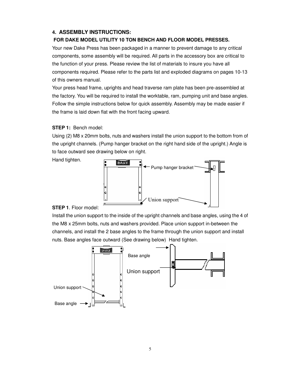 Dake Utility - Bench User Manual | Page 6 / 15