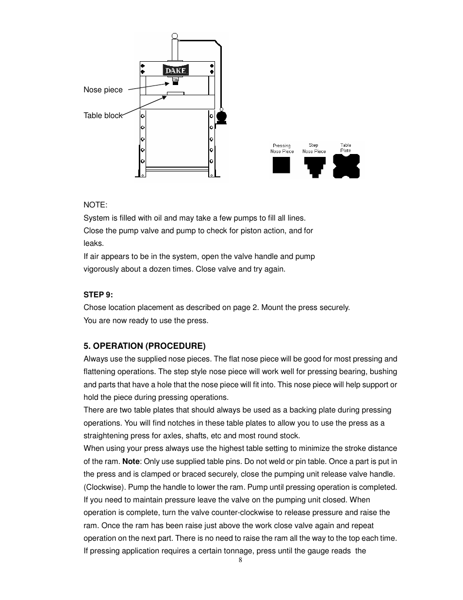 Dake Utility - Bench User Manual | Page 9 / 15