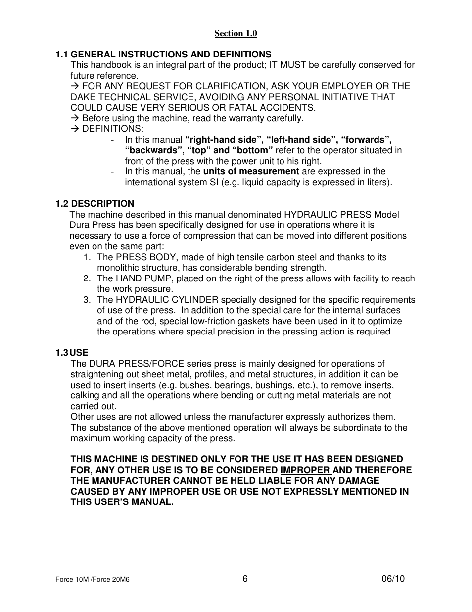 Dake Dura Press Force - 10/20 User Manual | Page 6 / 22