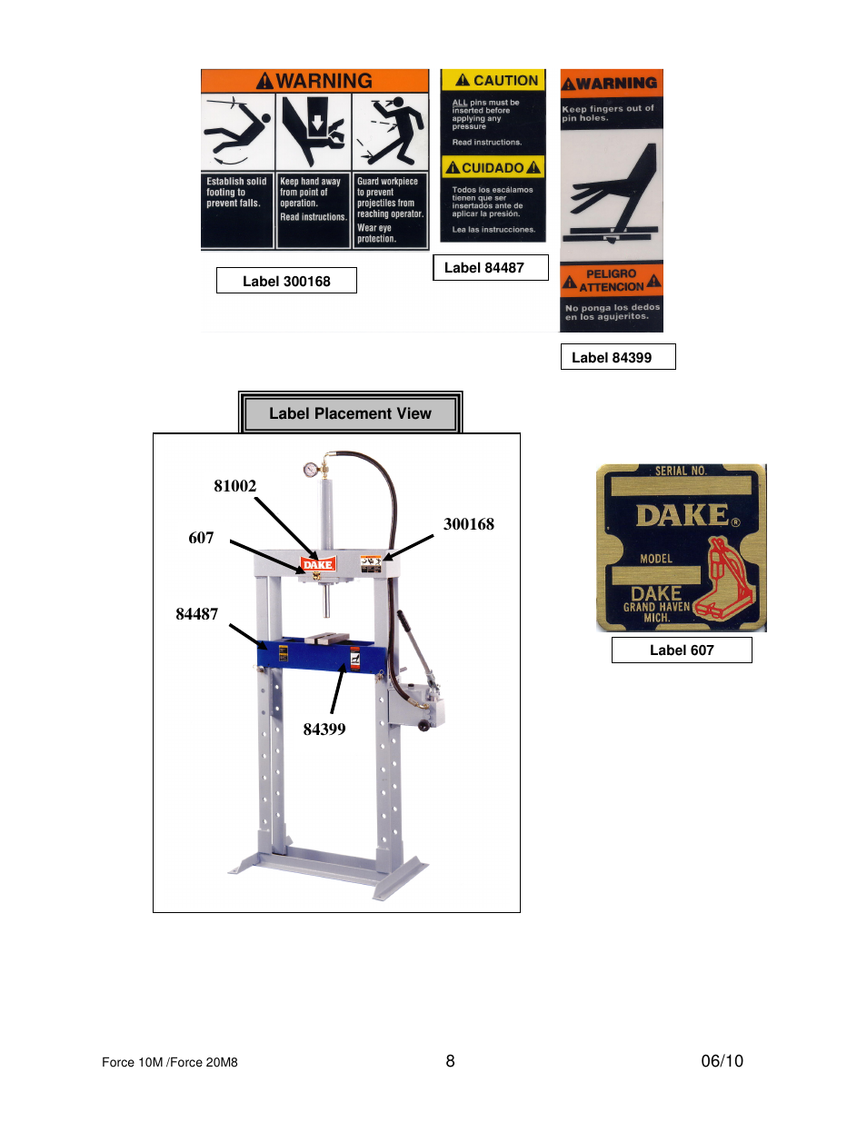 Dake Dura Press Force - 10/20 User Manual | Page 8 / 22