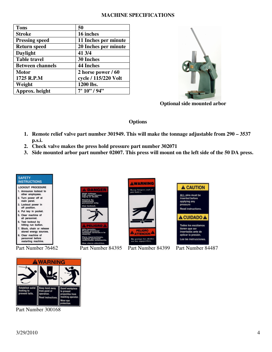 Dake Dura Press Force - 50 User Manual | Page 4 / 14
