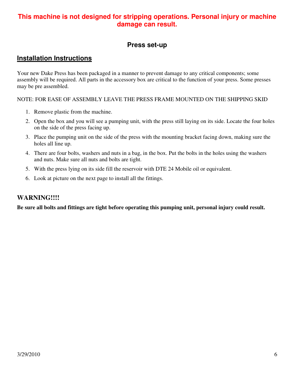 Dake Dura Press Force - 50 User Manual | Page 6 / 14