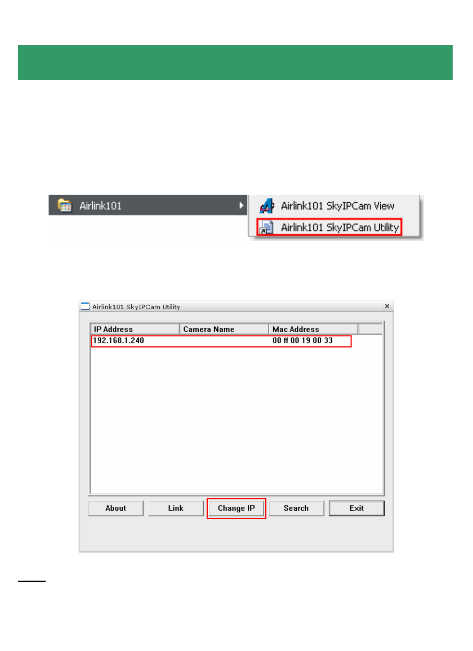 Using the skyipcam utility | Airlink101 AICN500 User Manual | Page 5 / 14