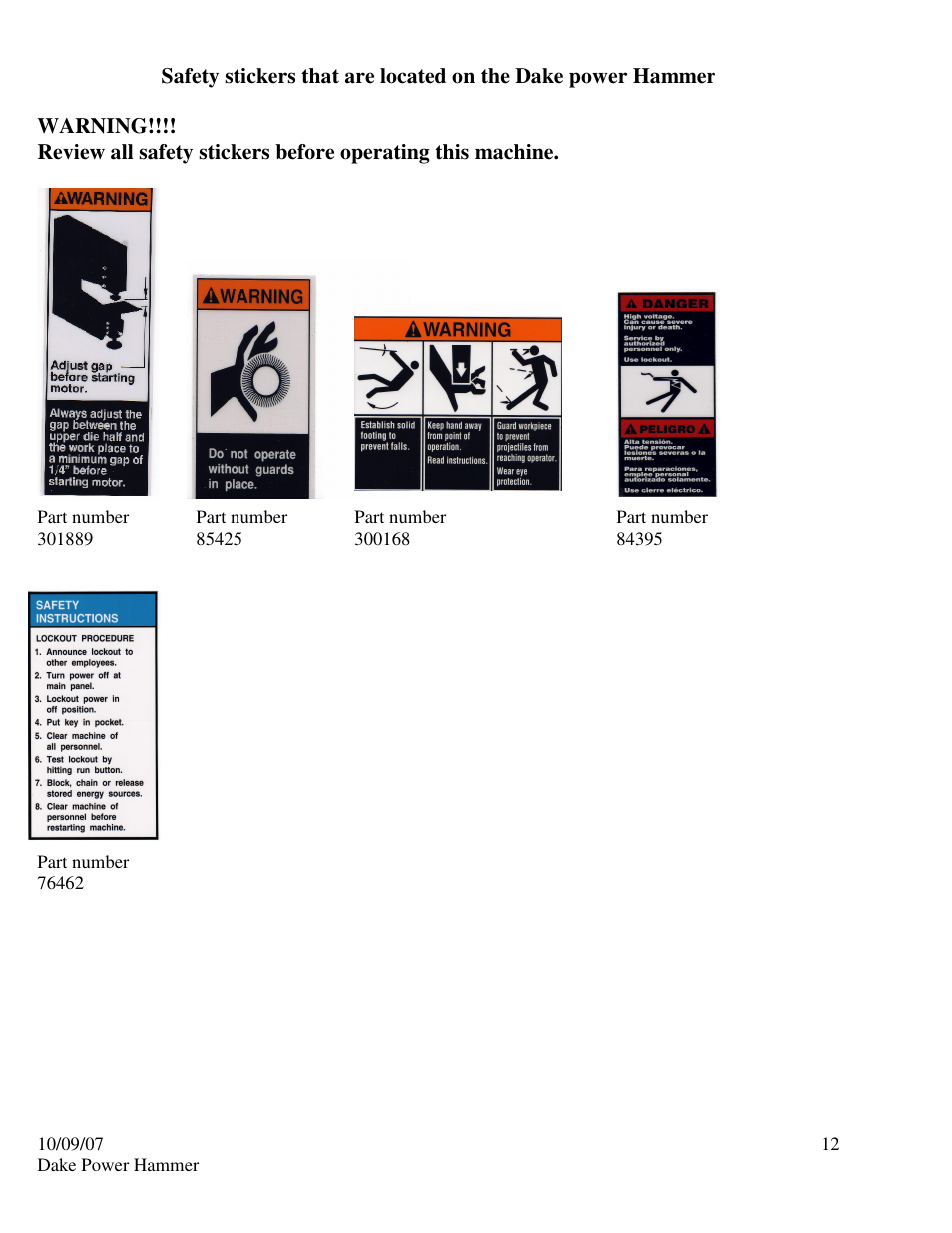 Dake Model H-100 User Manual | Page 12 / 14