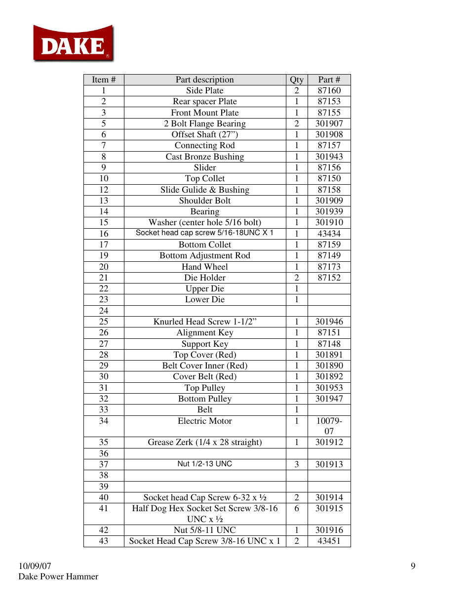 Dake Model H-100 User Manual | Page 9 / 14