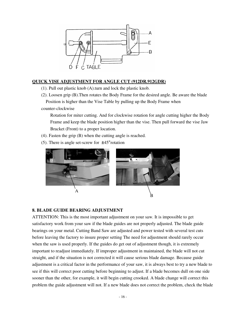 Dake Model SE 912 User Manual | Page 16 / 34
