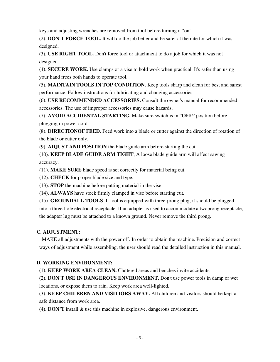 Dake Model SE 912 User Manual | Page 5 / 34