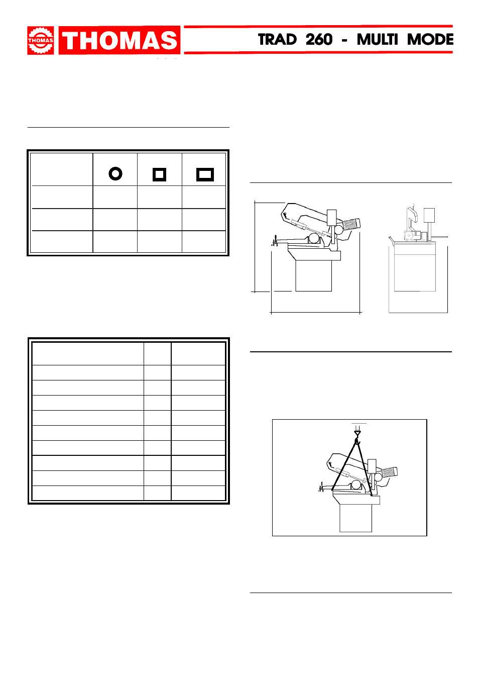 Trad 260 - mul, Technical characteristics | Dake Model TRAD 260 User Manual | Page 6 / 28