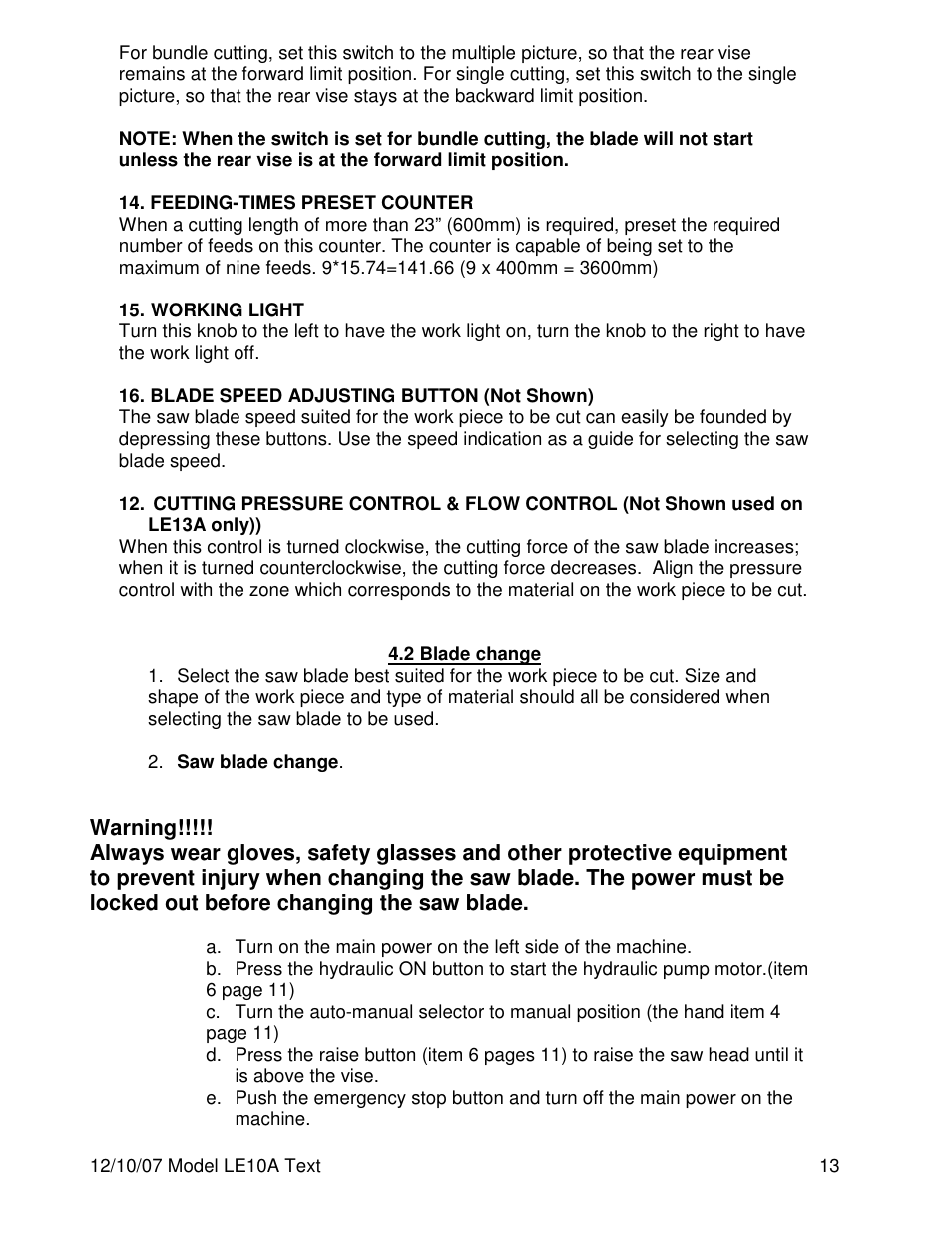 Dake Model LE10A User Manual | Page 13 / 24