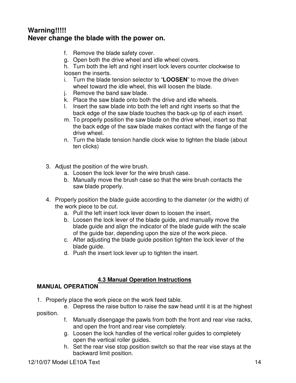 Dake Model LE10A User Manual | Page 14 / 24