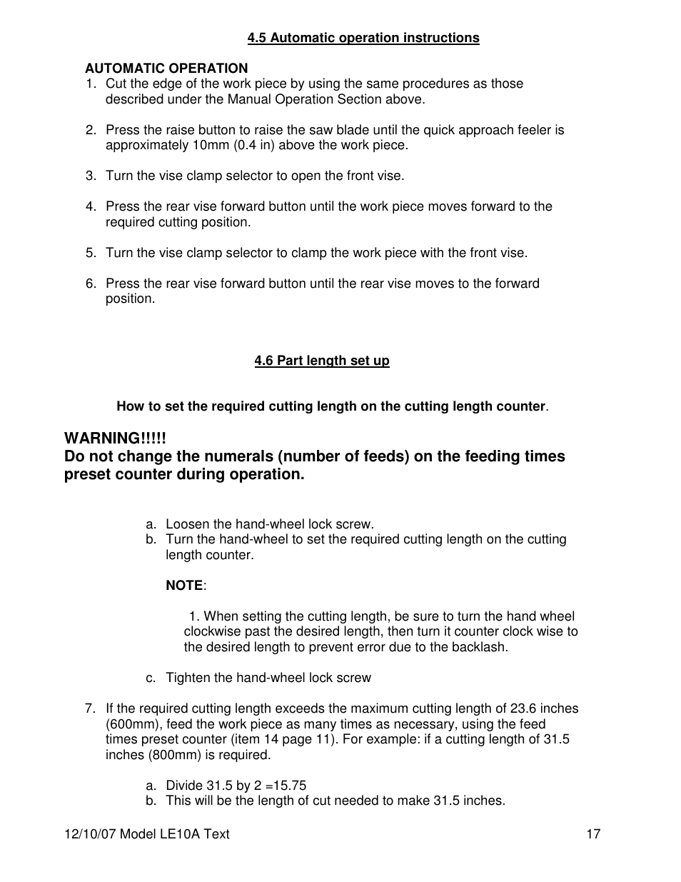 Dake Model LE10A User Manual | Page 17 / 24