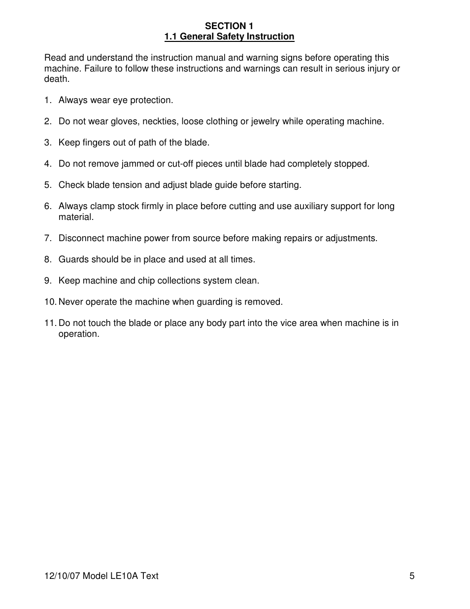 Dake Model LE10A User Manual | Page 5 / 24