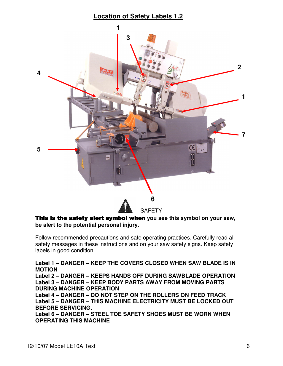 Dake Model LE10A User Manual | Page 6 / 24