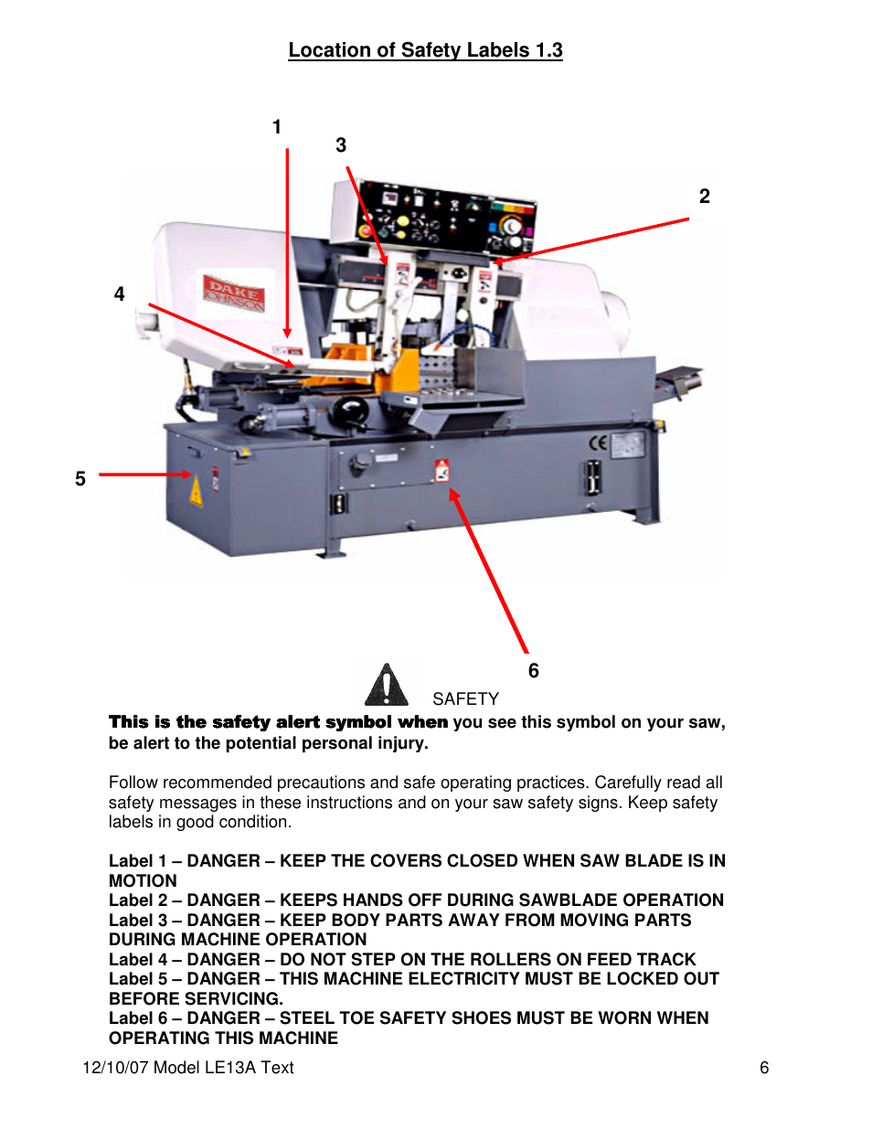 Dake Model LE 13A User Manual | Page 6 / 24
