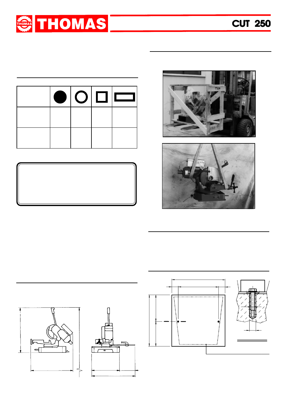 Cut 250, Technical characteristics | Dake Model Cut 250 User Manual | Page 5 / 20