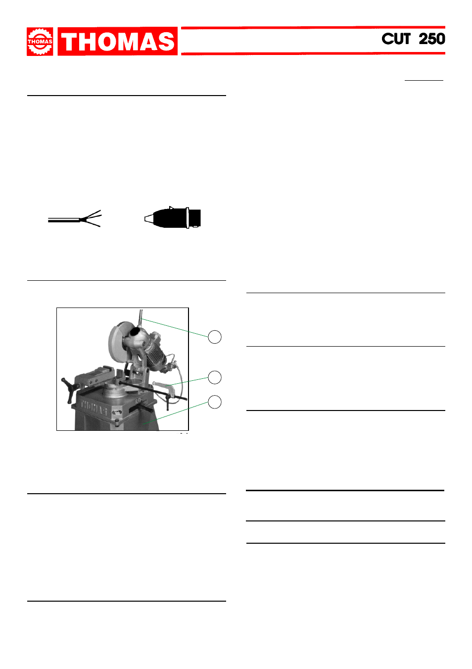 Cut 250, Description of the operating cycle, Machine functional parts | Dake Model Cut 250 User Manual | Page 6 / 20