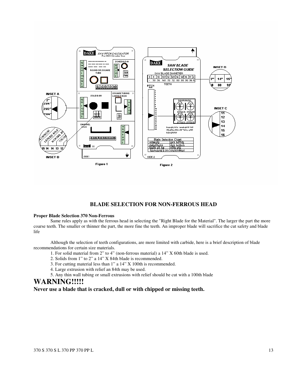 Warning | Dake Euromatic Series User Manual | Page 13 / 36